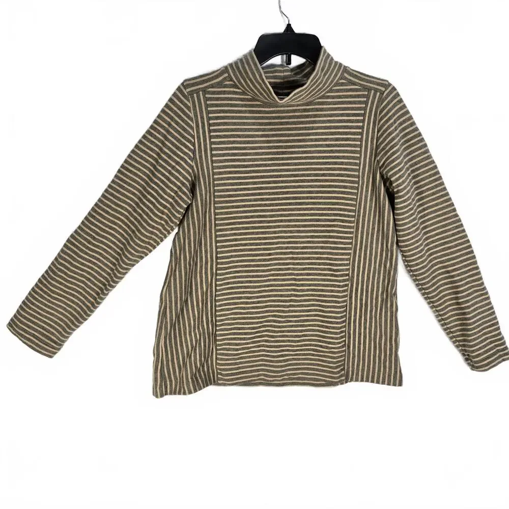 J Jill Women's Size M Seamed Mock Neck Long Sleeve Knit Top 100% Cotton - Picture 1 of 8